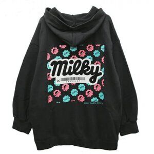 Deorart x Milky Japanese Emo Kawaii Two Way Zip Up Oversized Hoodie Black $95 OS
